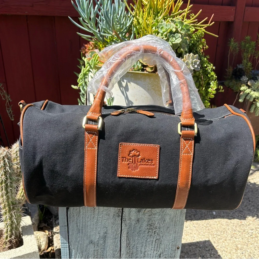 Black Canvas Leather Duffel Bag